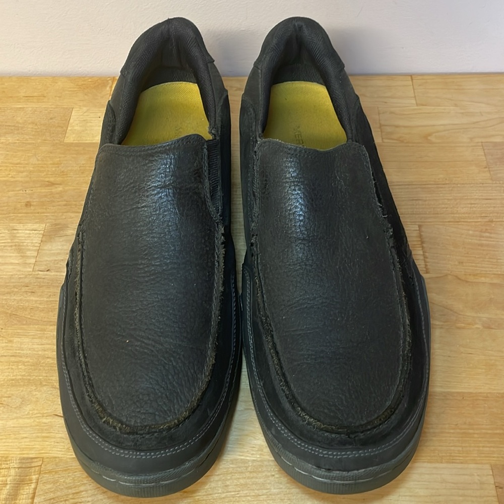 Merrell Mountain Moc Men’s Black&Gray Leather Slip On Casual Dress Shoes Size 12